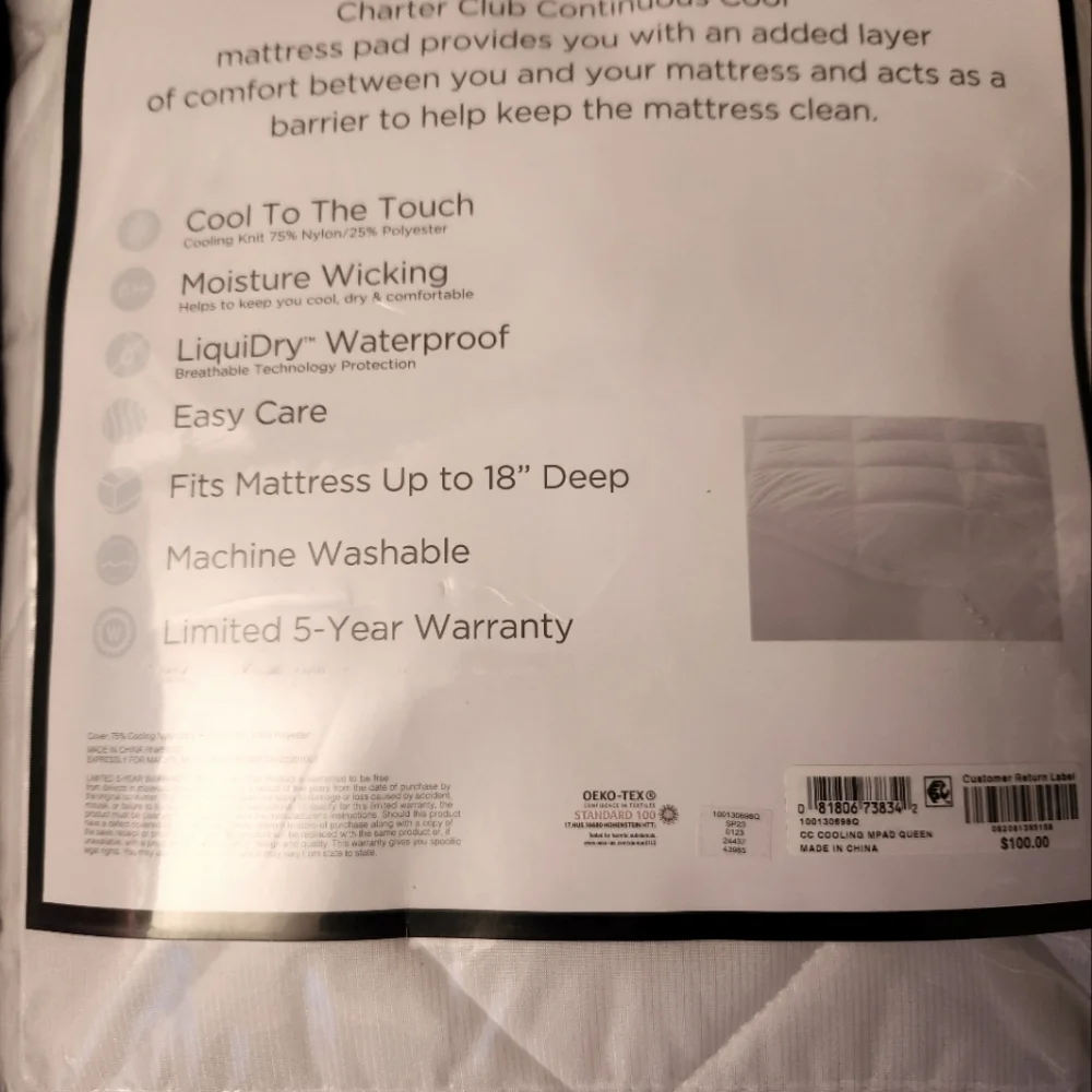 Macy's Charter Club Queen Cooling Mattress Pad